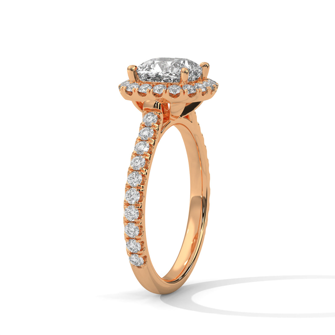 1 carat lab diamond cushion engagement ring
