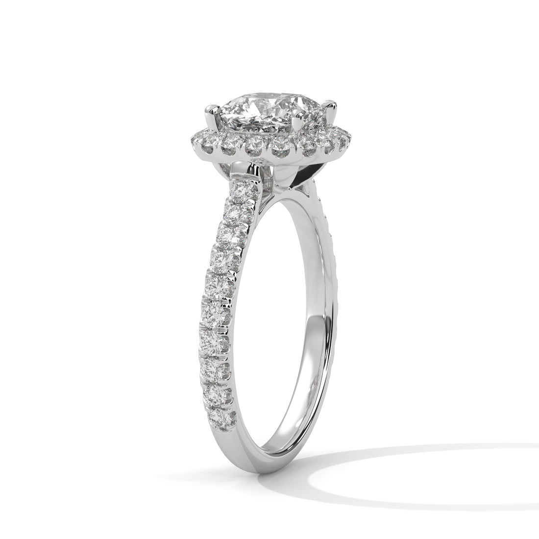 1 carat cushion Cut Halo engagement ring