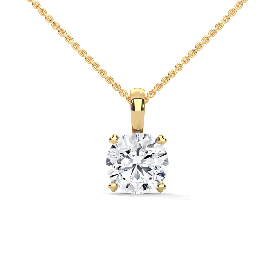 Women four prong lab diamond necklace