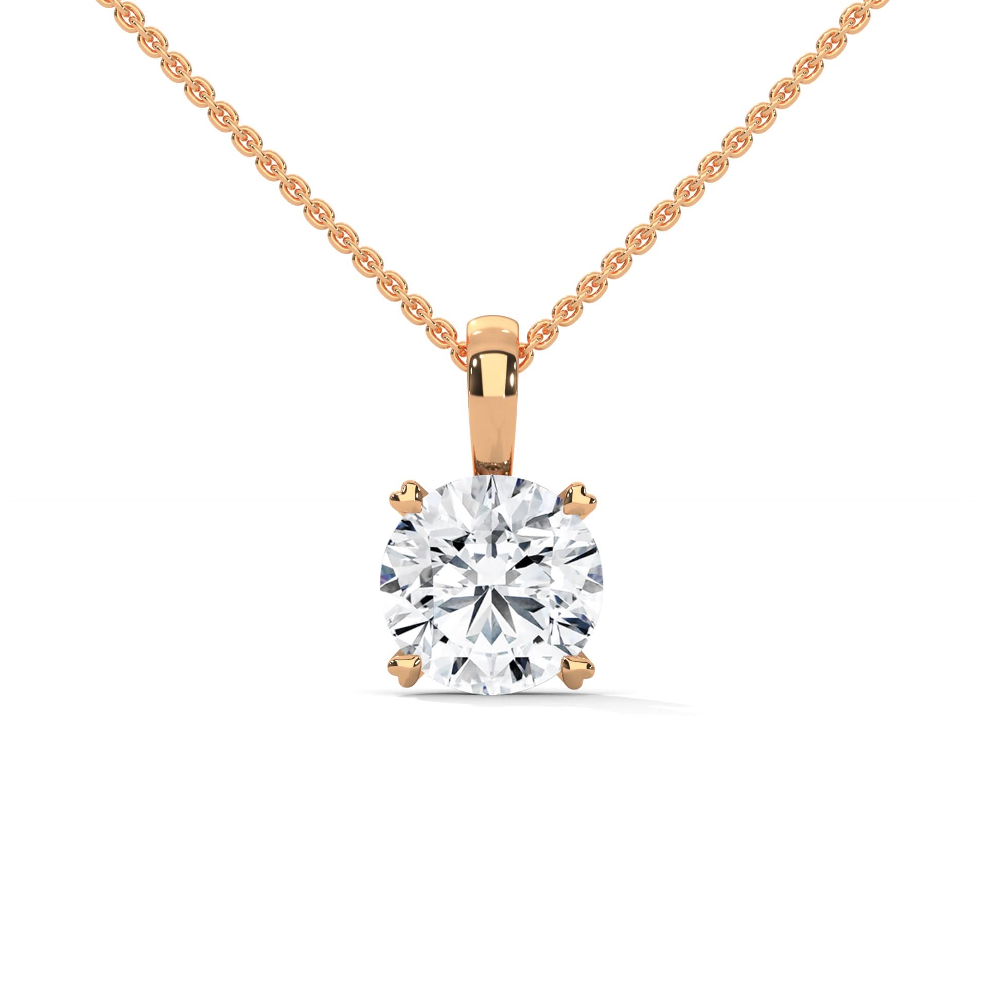 four prong lab diamond necklace gold 14k