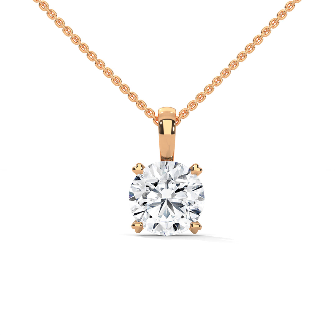 four prong lab diamond necklace gold 14k