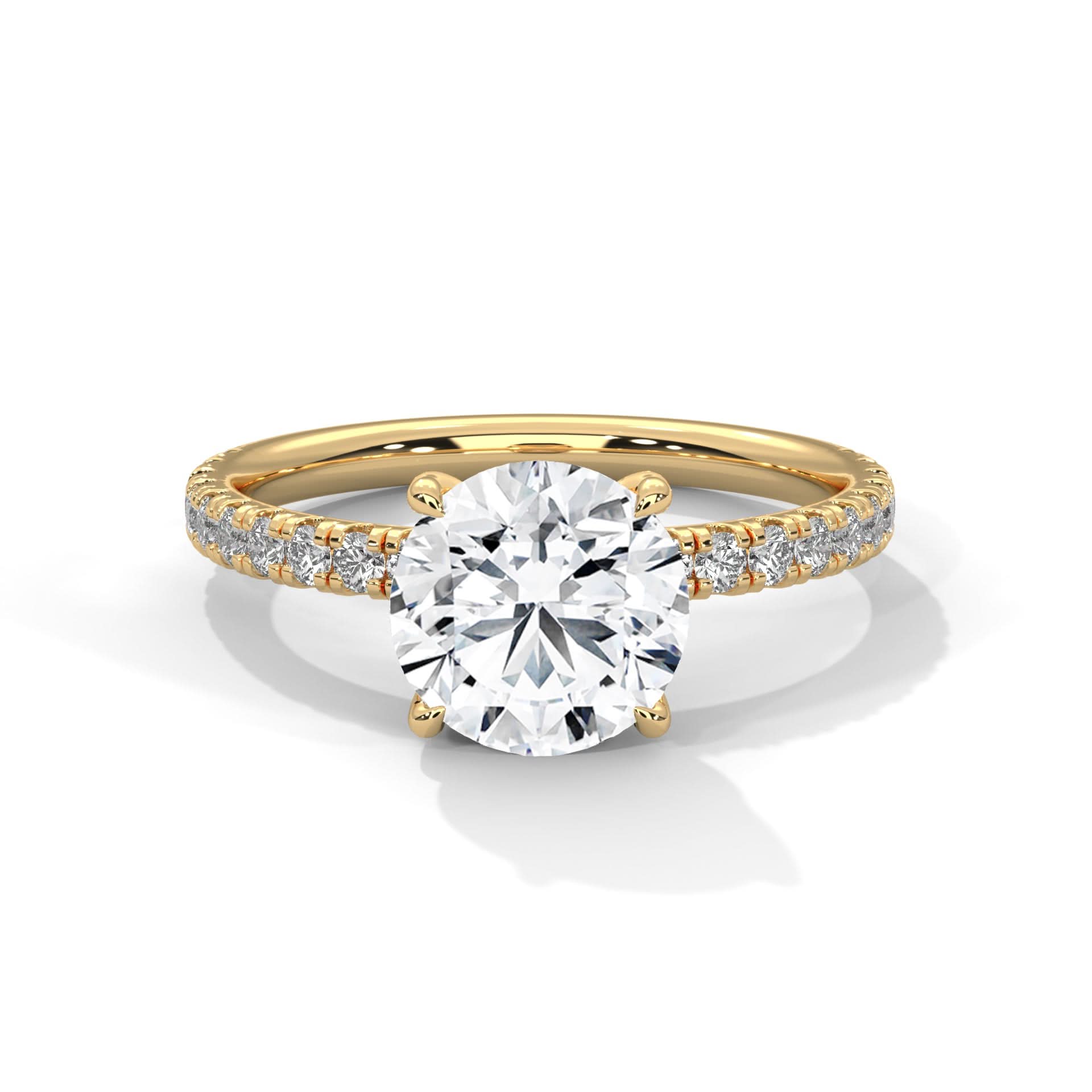 Pave Band With Solitaire Round lab daimond