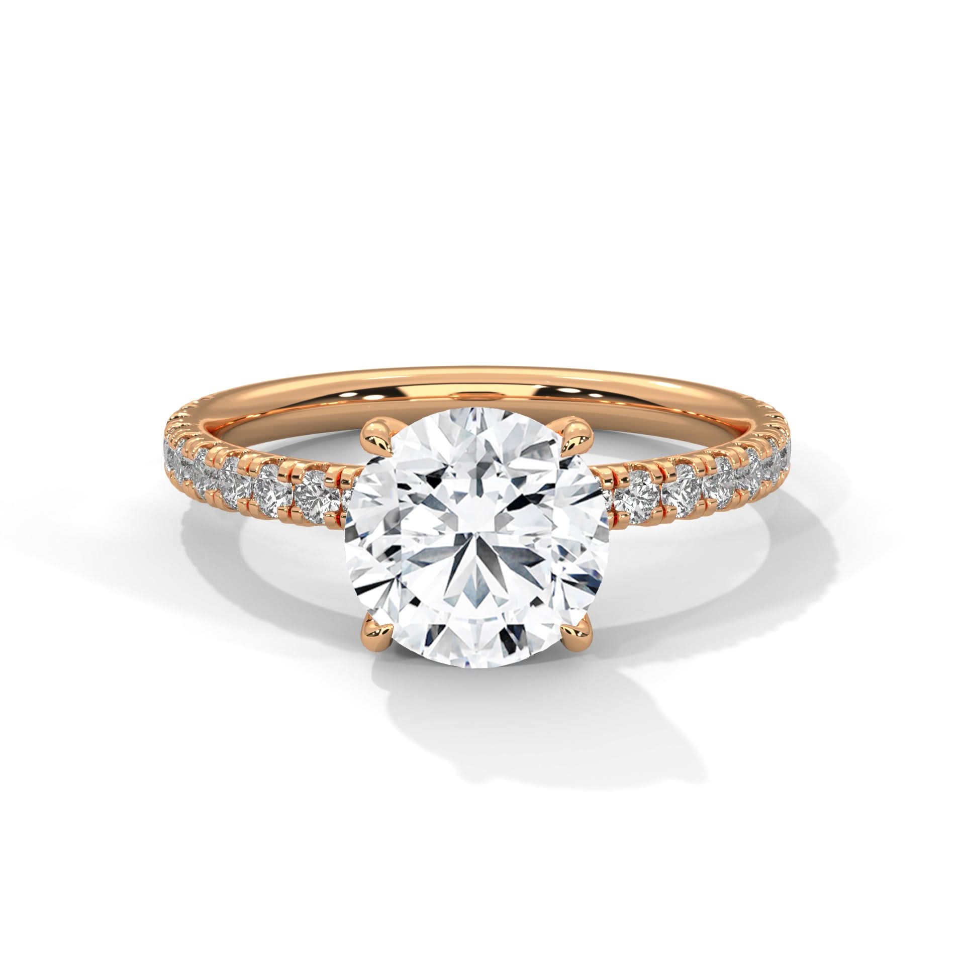 Rose gold pave solitaire ring