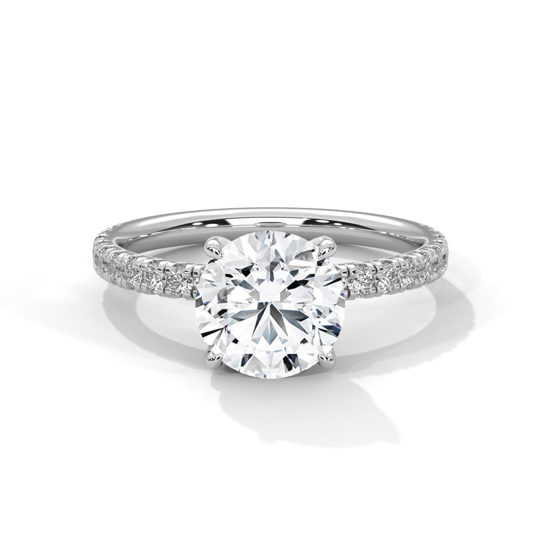 White gold pave solitaire ring