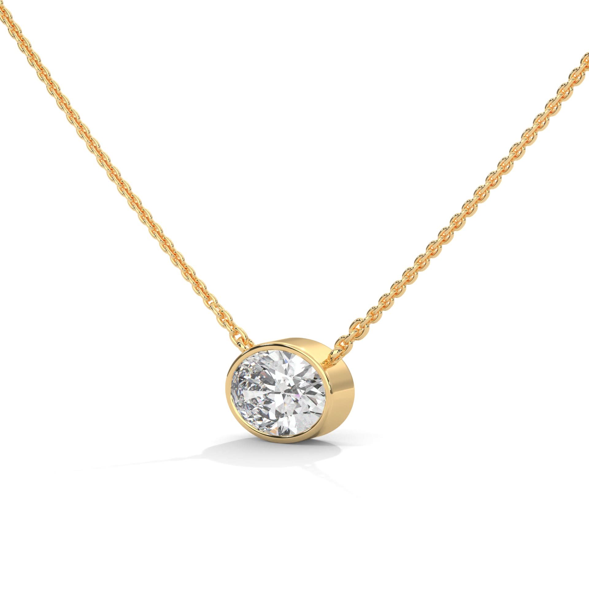 2 carat lab created oval diamond pendant in 18kt gold