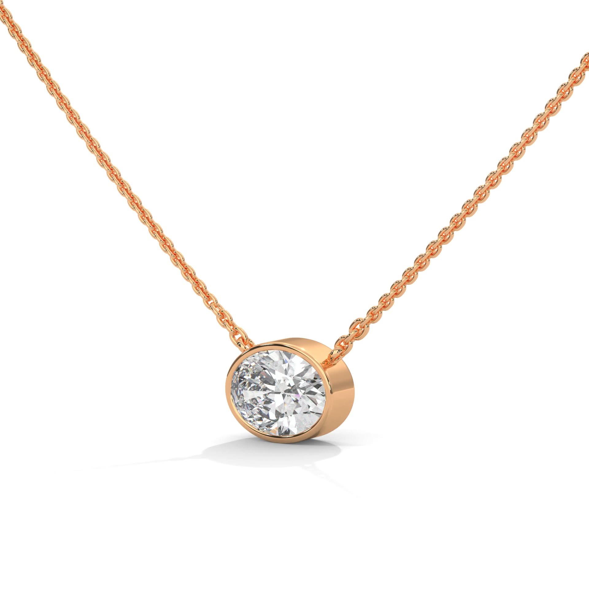 14kt oval lab grown oval diamond pendant