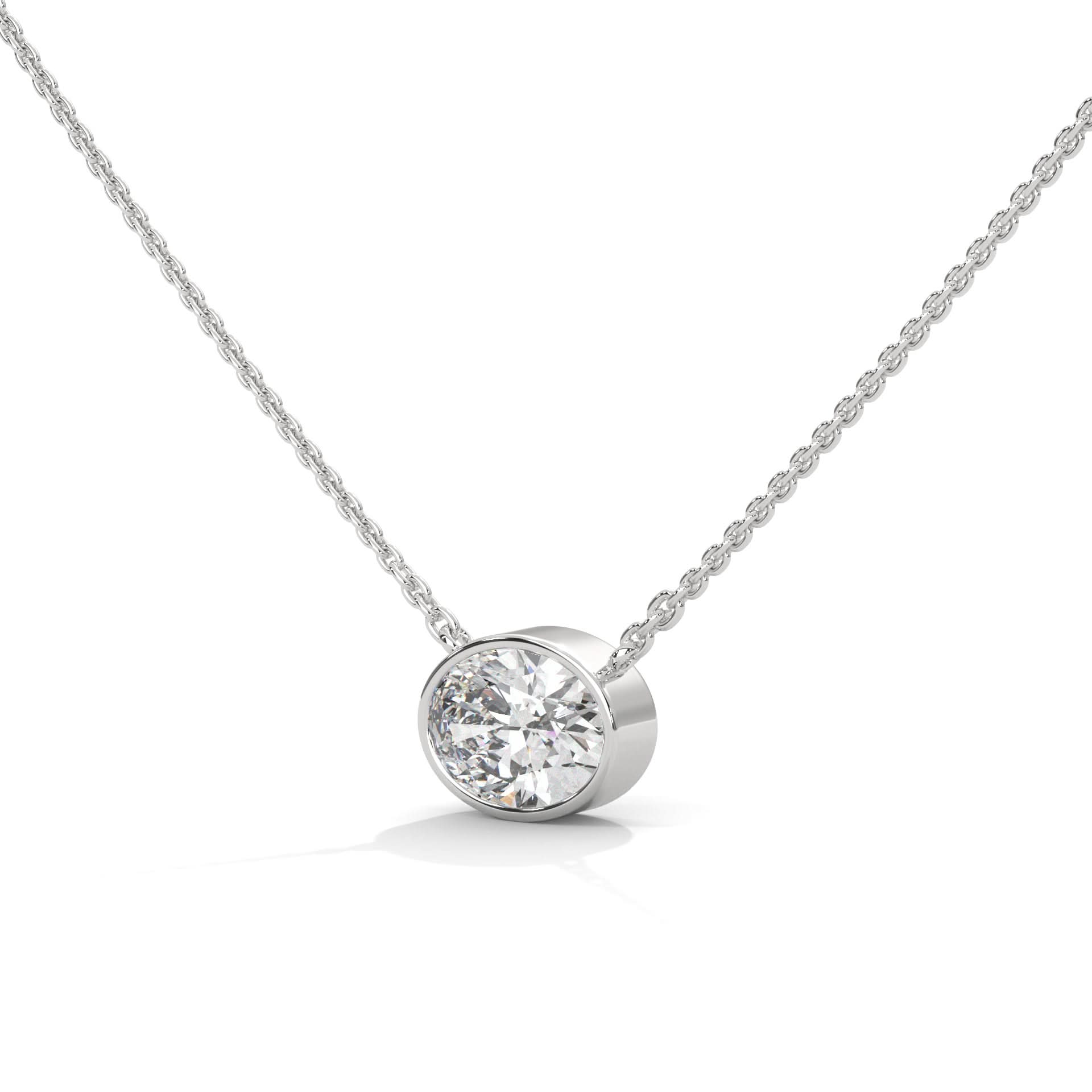 18kt bezel set lab created oval diamond  pendant