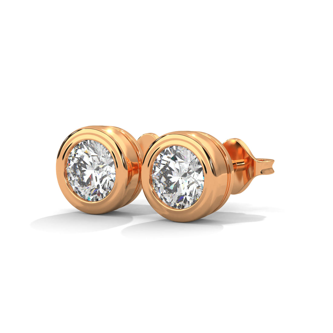 2 carat rose gold studded solitaire earring