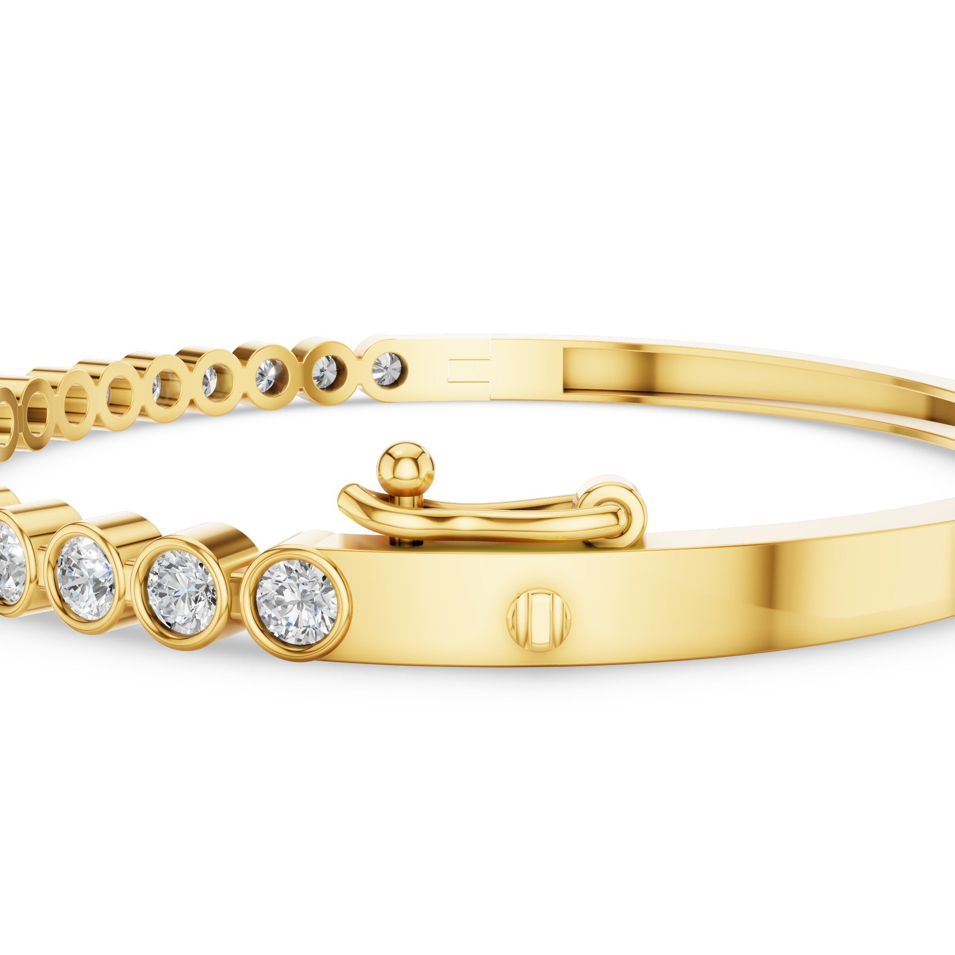 3.7 MM Diamond Bezel Setting Bangle