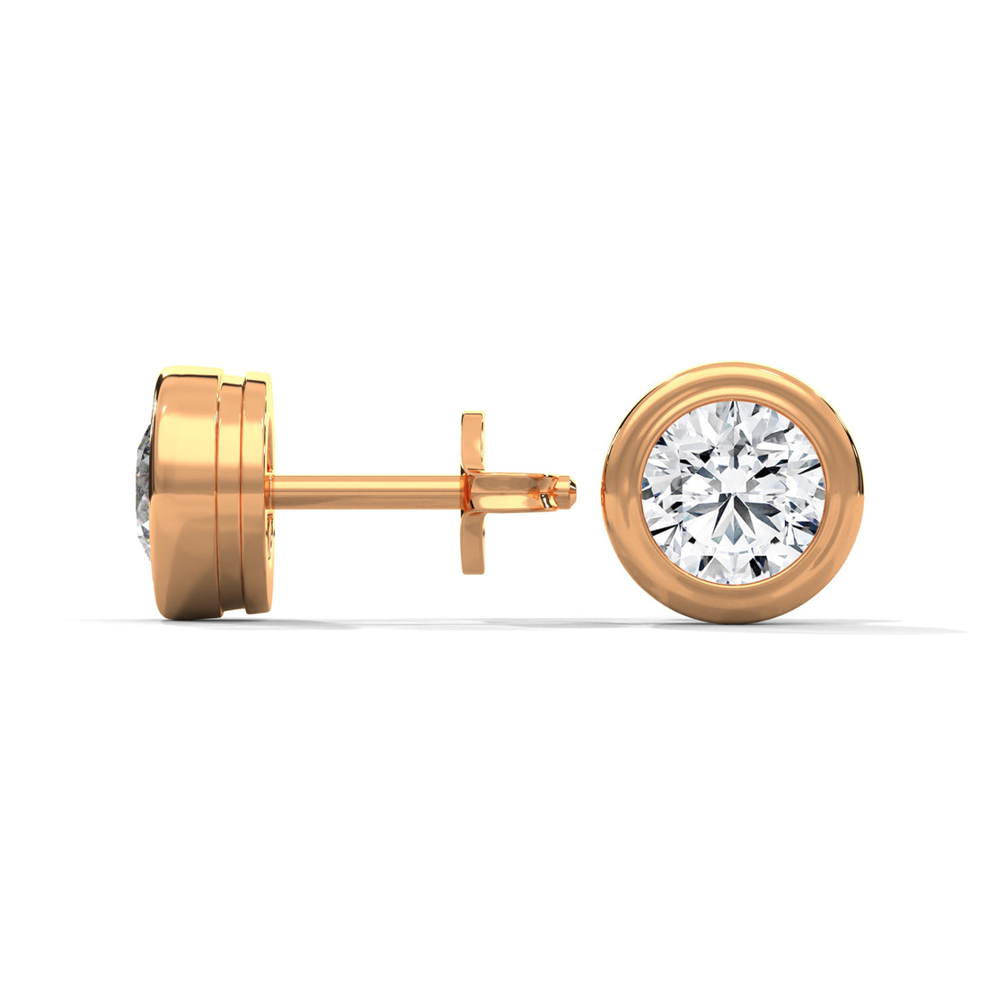 3 carat rose gold studded solitaire earring