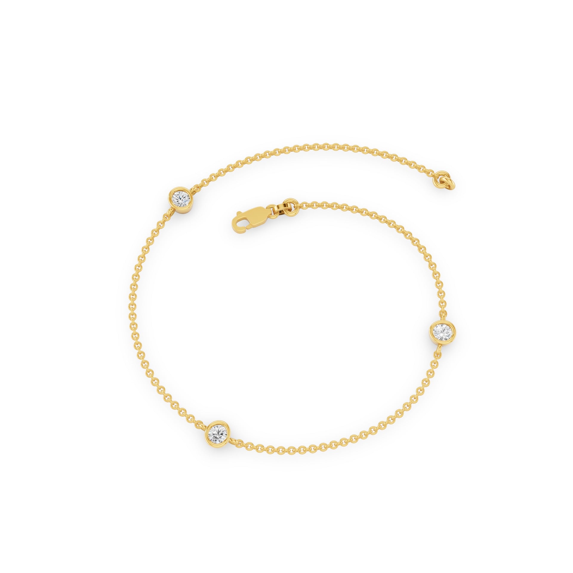 3 Stone Solitaire Diamond Yard Bracelet