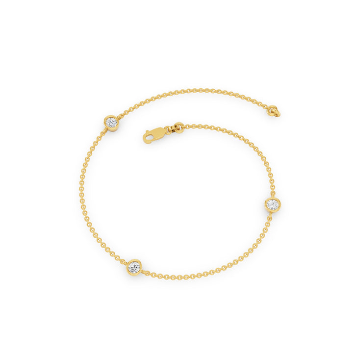 3 Stone Solitaire Diamond Yard Bracelet