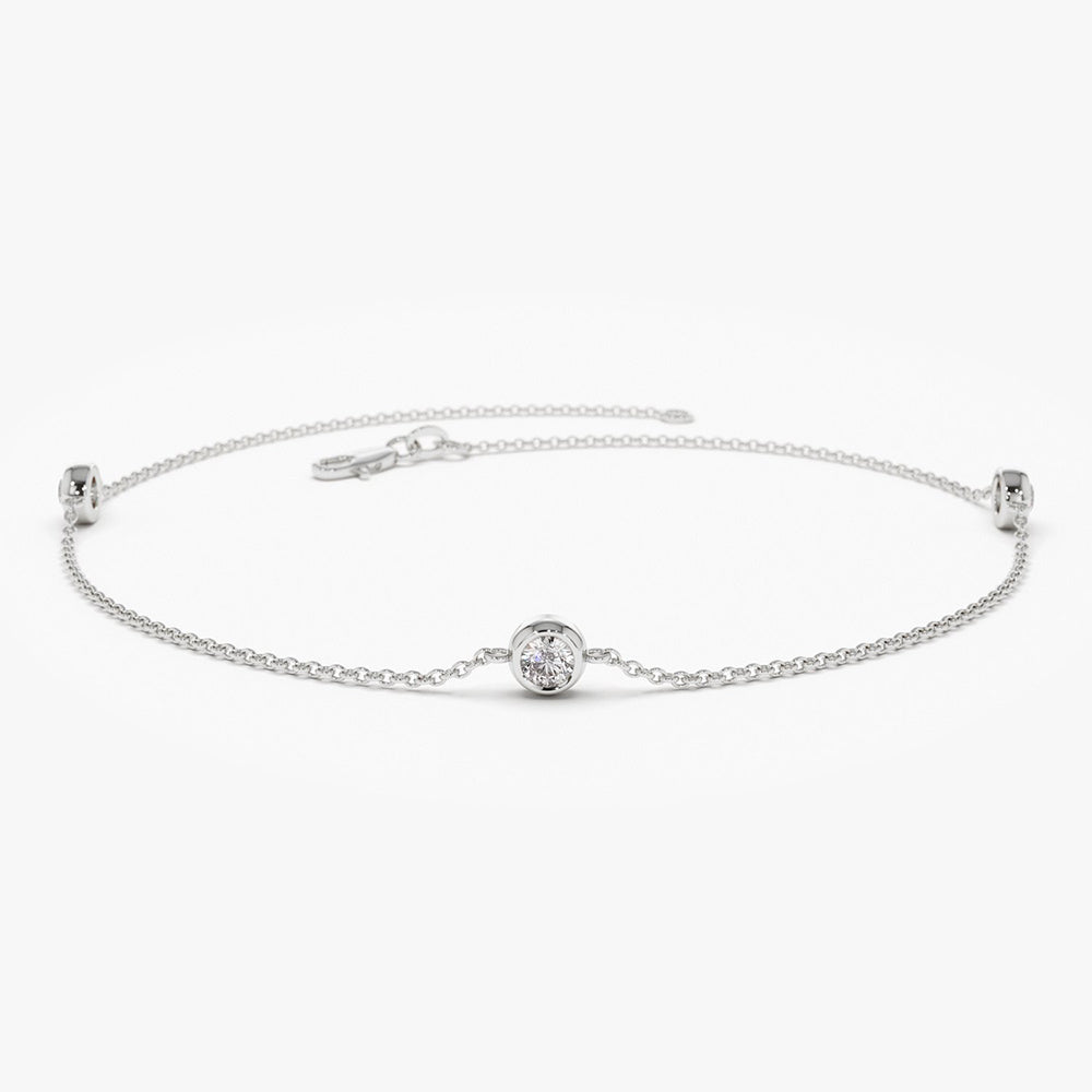 3 Stone Solitaire Diamond Yard Bracelet