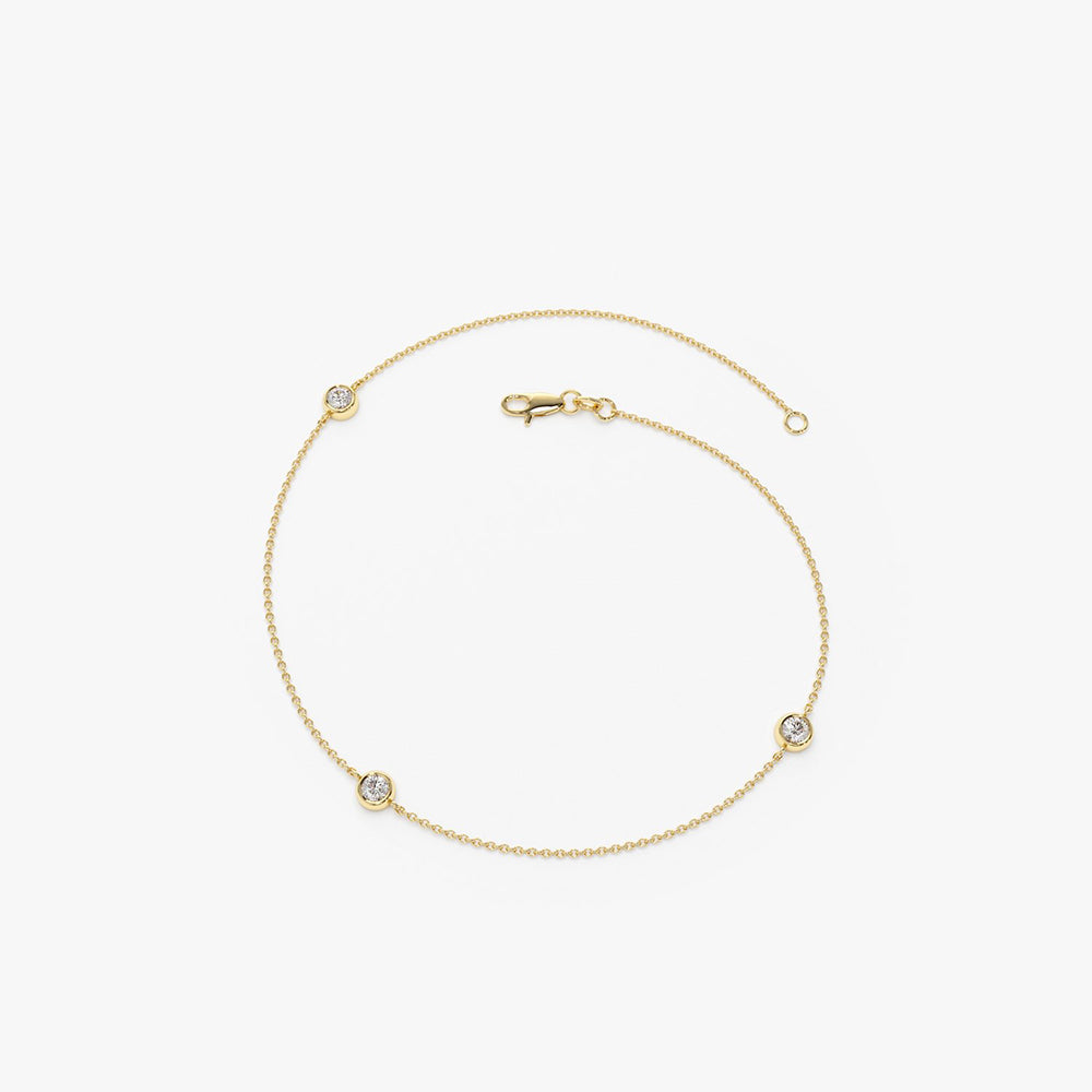 3 Stone Solitaire Diamond Yard Bracelet