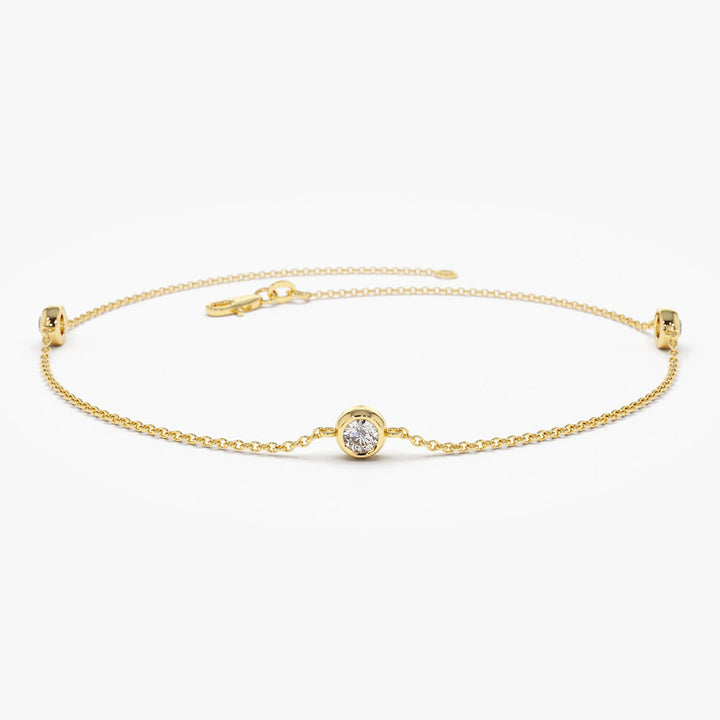 3 Stone Solitaire Diamond Yard Bracelet
