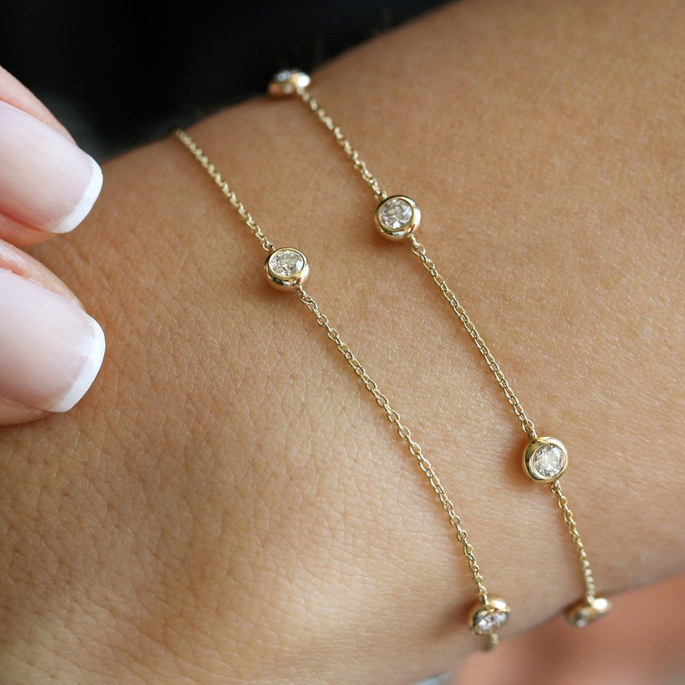 3 Stone Solitaire Diamond Yard Bracelet