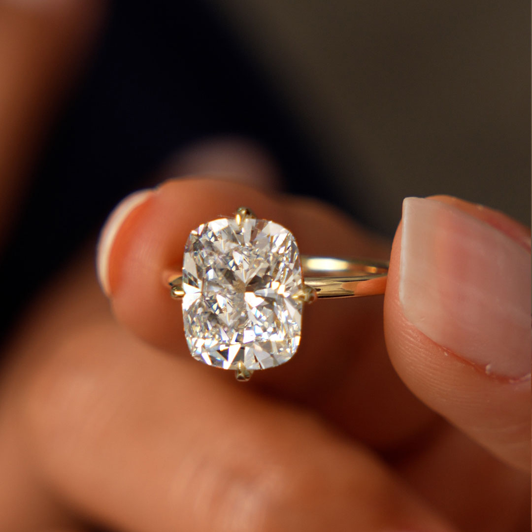 5.00 TCW Cushion Cut Solitaire Lab Grown Diamond Engagement Ring