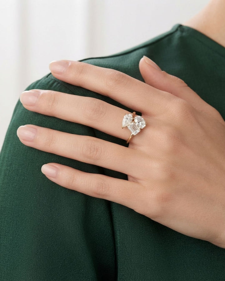 Multi Shape Lab Gown Diamond Cocktail Ring