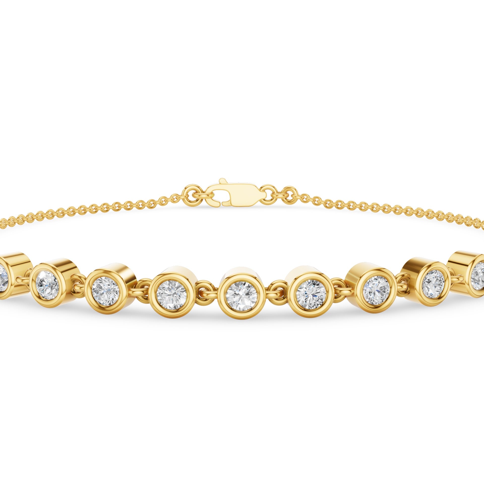 9 Stone Bezel Set Diamond Bracelet