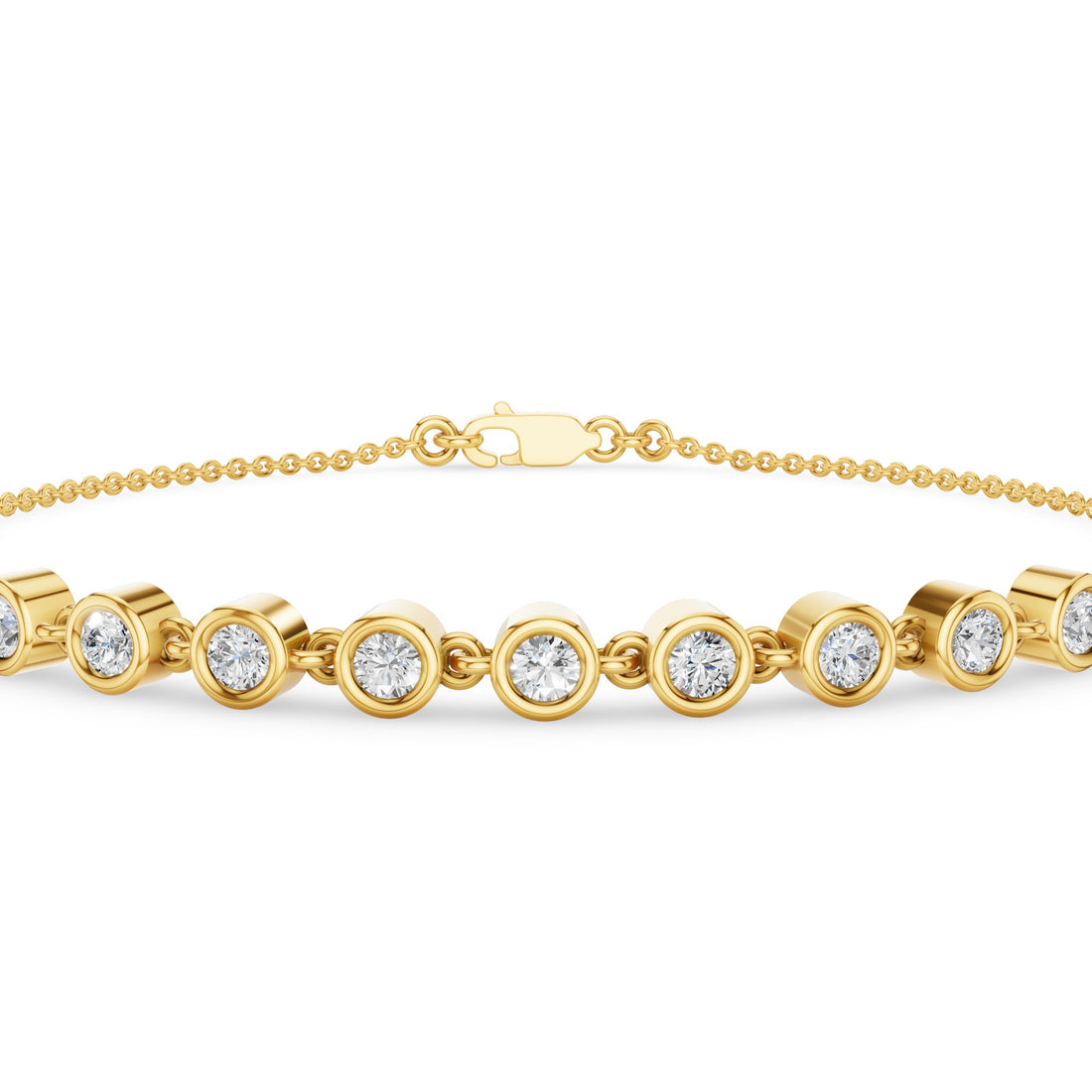 9 Stone Bezel Set Diamond Bracelet