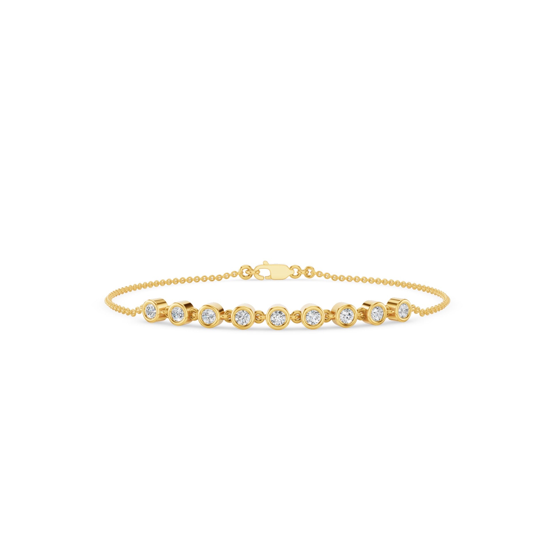 9 Stone Bezel Set Diamond Bracelet