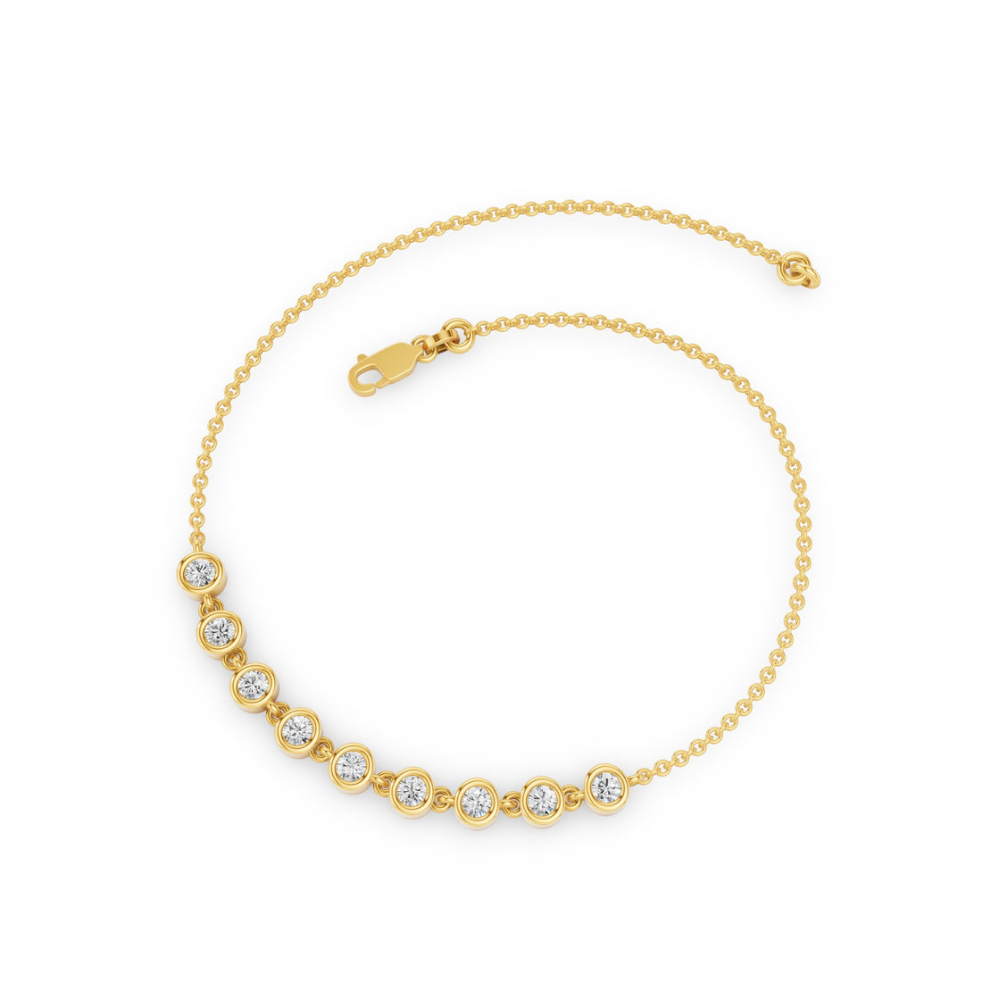 9 Stone Bezel Set Diamond Bracelet
