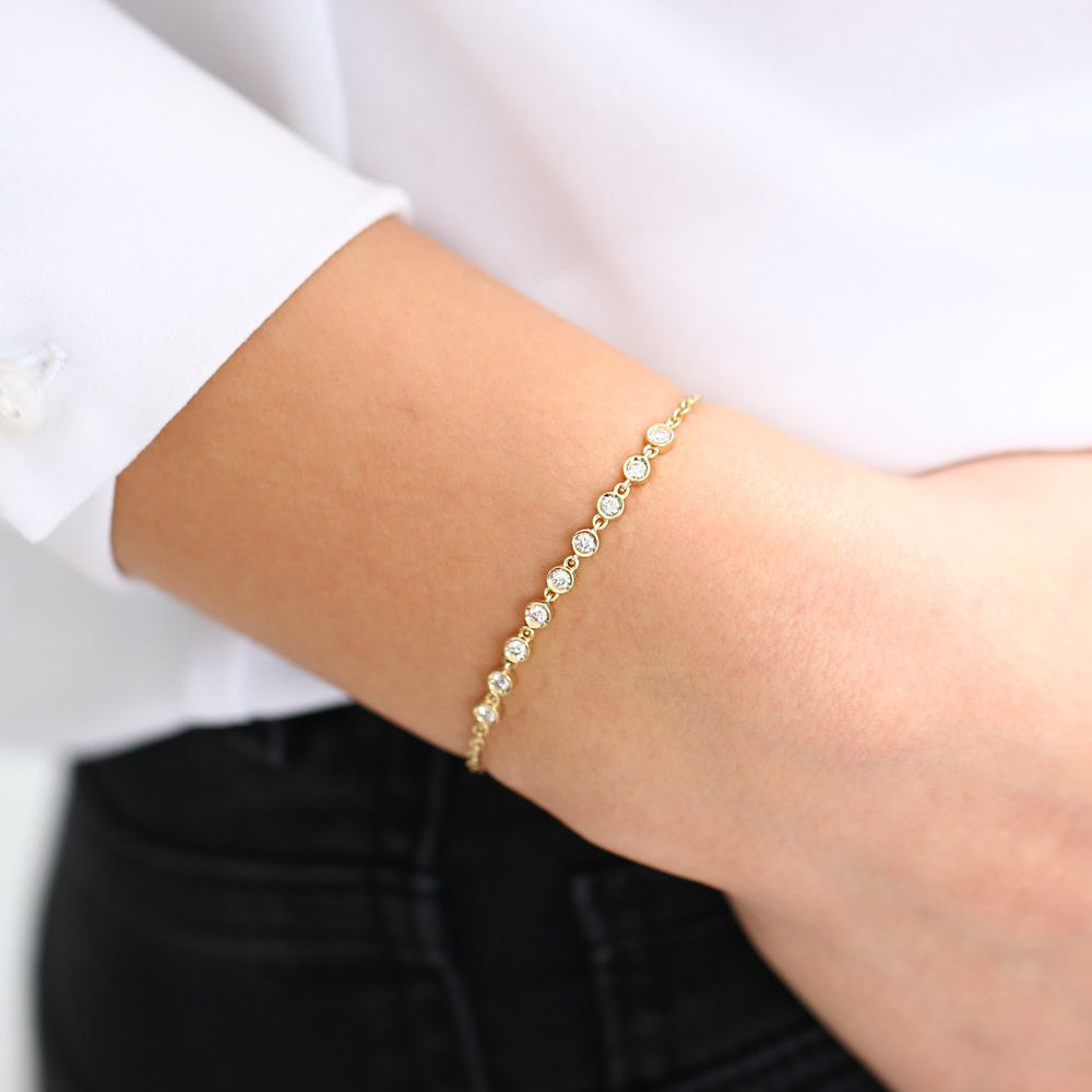 9 Stone Bezel Set Diamond Bracelet