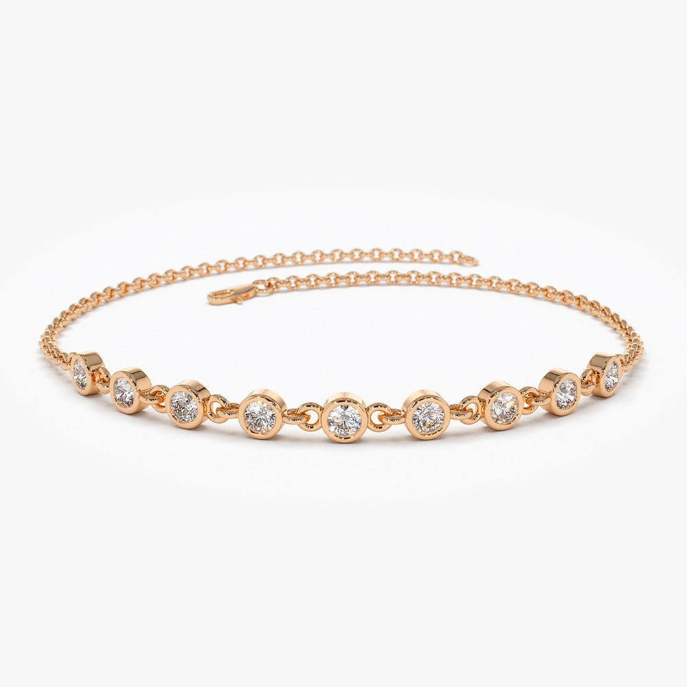 9 Stone Bezel Set Diamond Bracelet