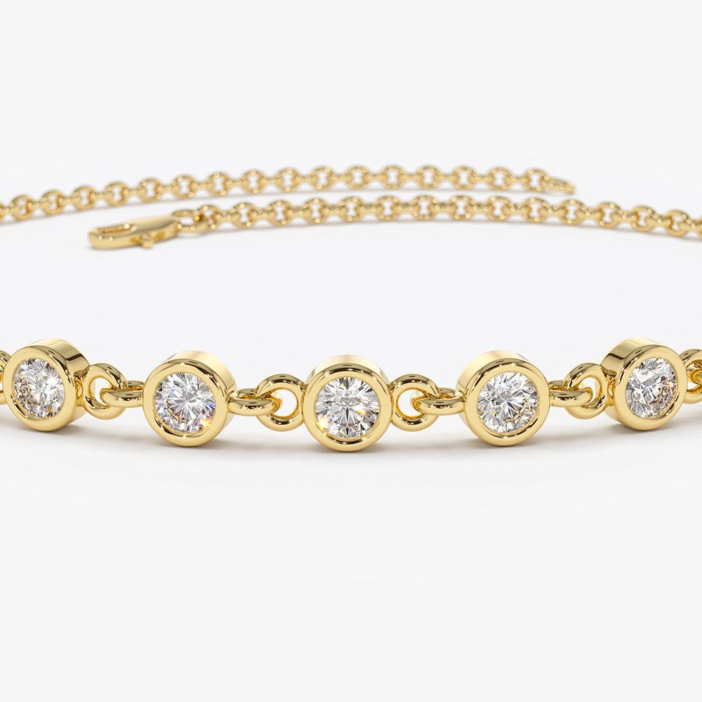 9 Stone Bezel Set Diamond Bracelet
