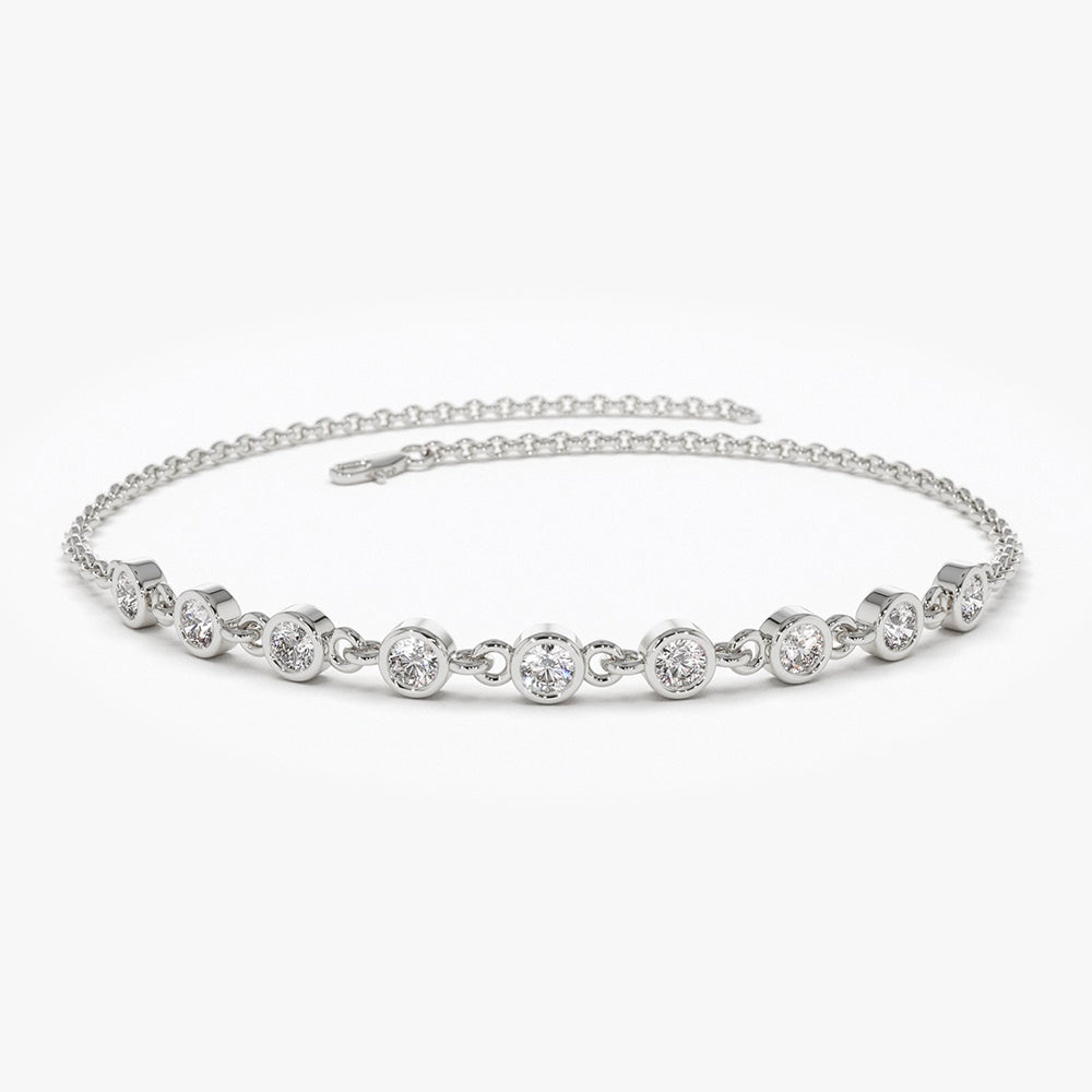 9 Stone Bezel Set Diamond Bracelet