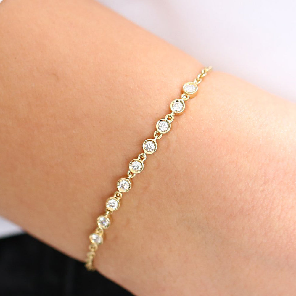 9 Stone Bezel Set Diamond Bracelet