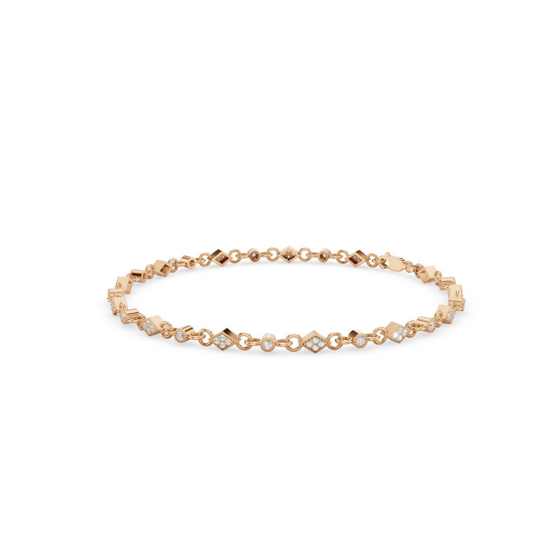 Art Deco Gold Diamond Milgrain Link Bracelet