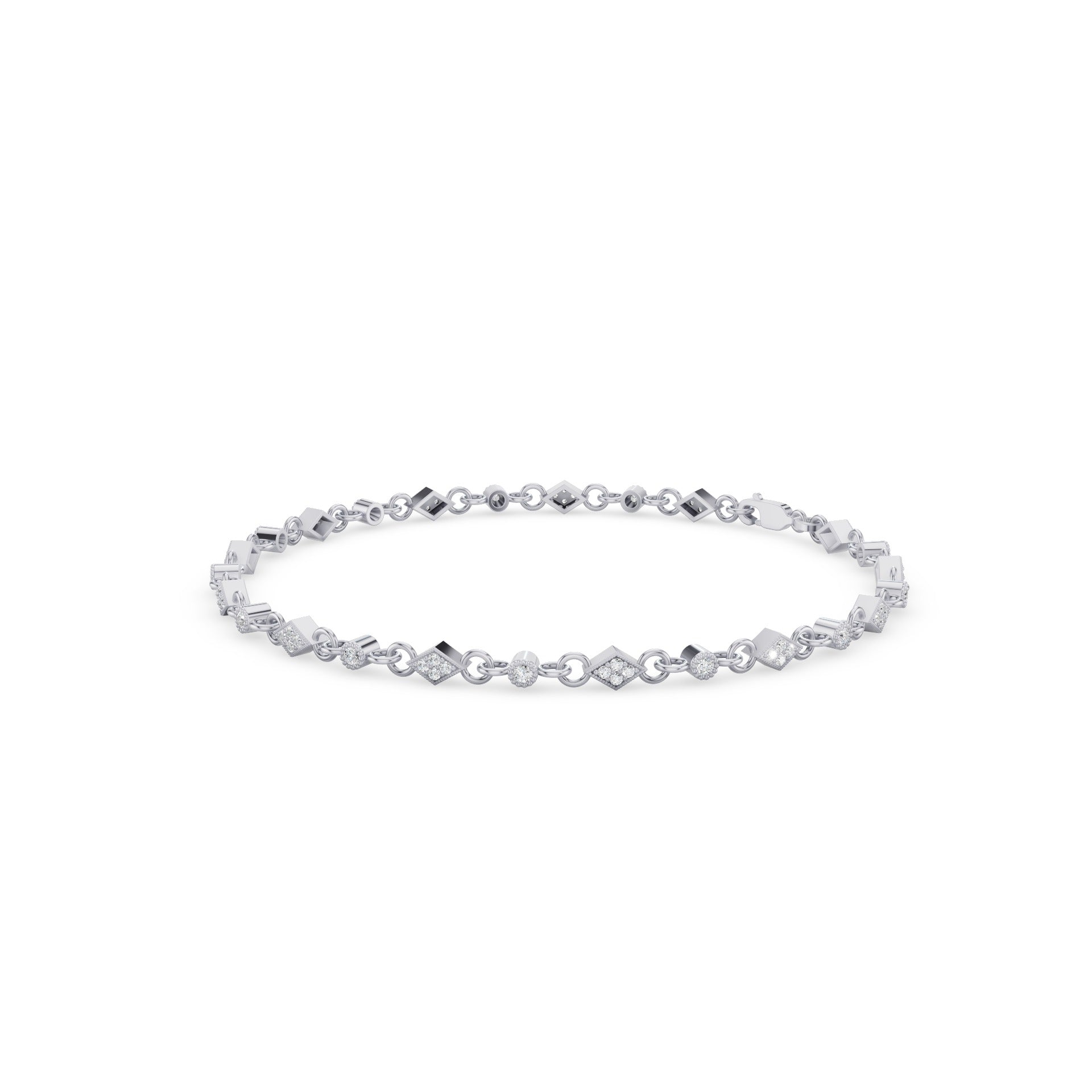 Art Deco Gold Diamond Milgrain Link Bracelet