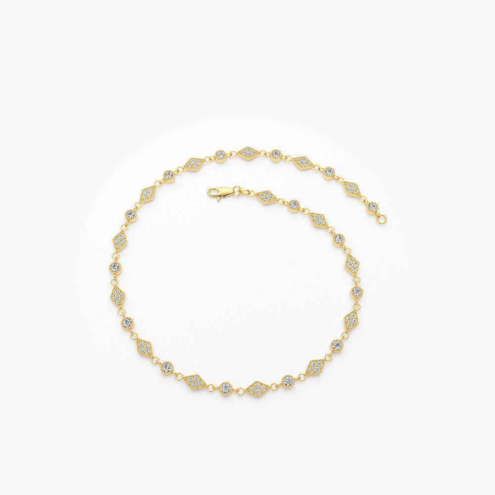 Art Deco Gold Diamond Milgrain Link Bracelet