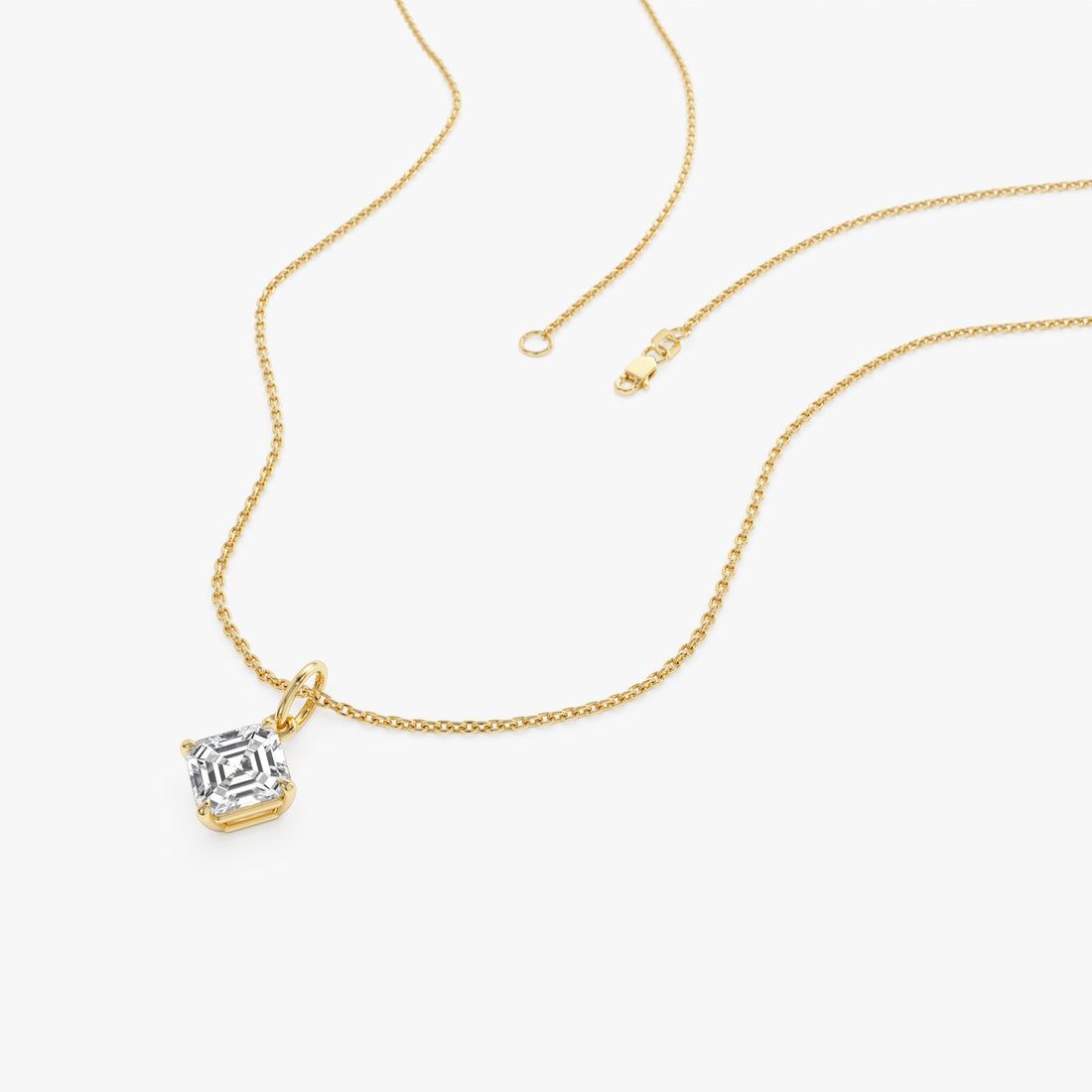 Asscher Cut Lab Grown Diamond Classic Solitaire Necklace