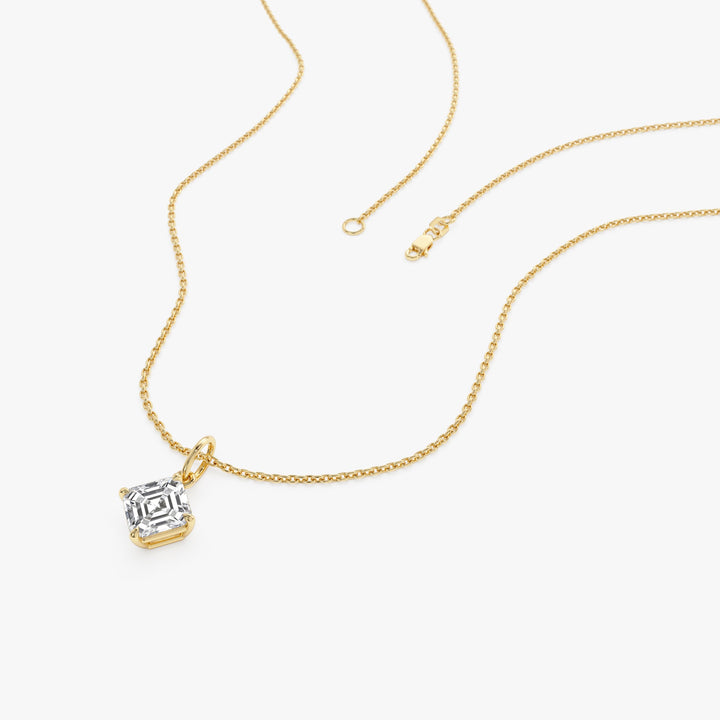 Asscher Cut Lab Grown Diamond Classic Solitaire Necklace