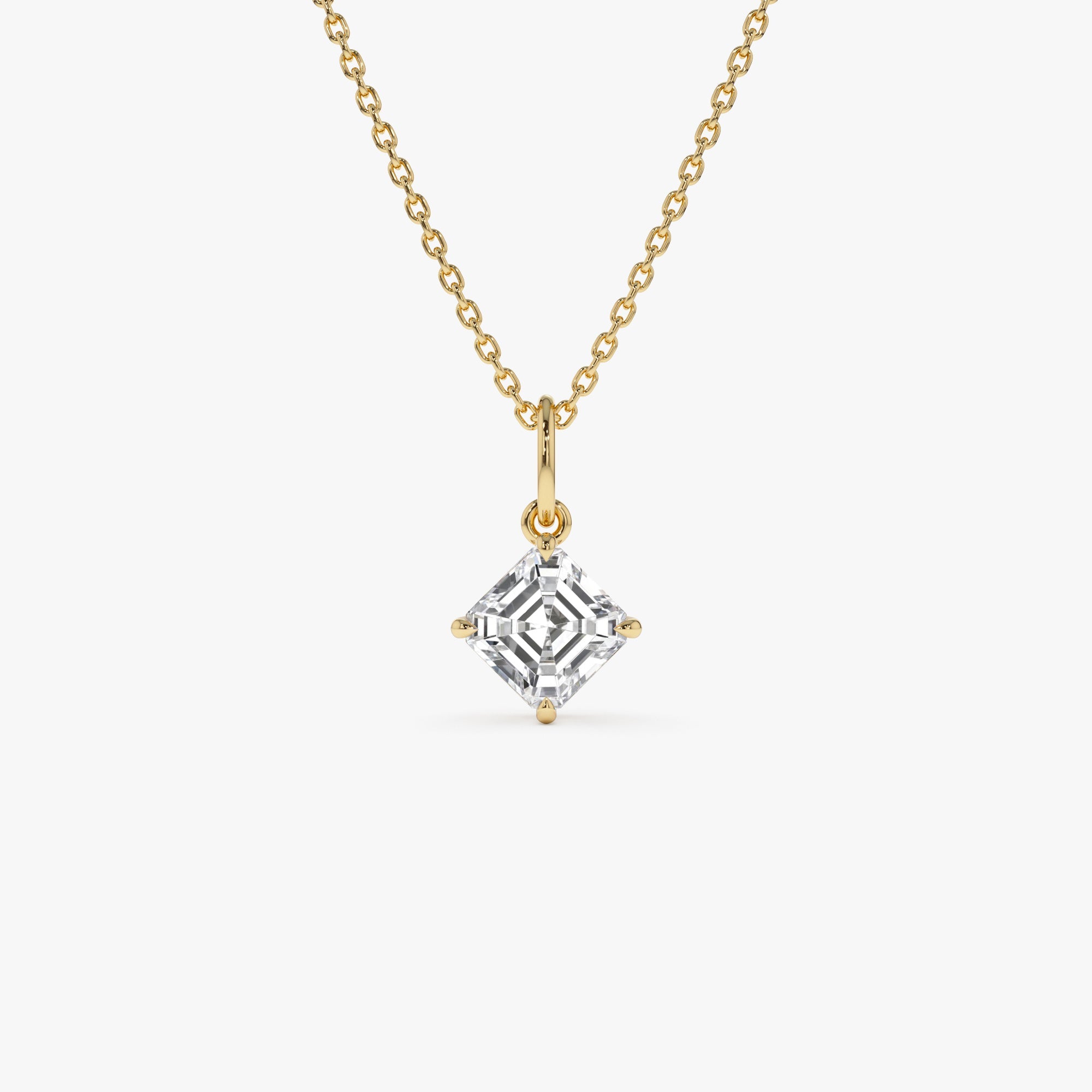 Asscher Cut Lab Grown Diamond Classic Solitaire Necklace