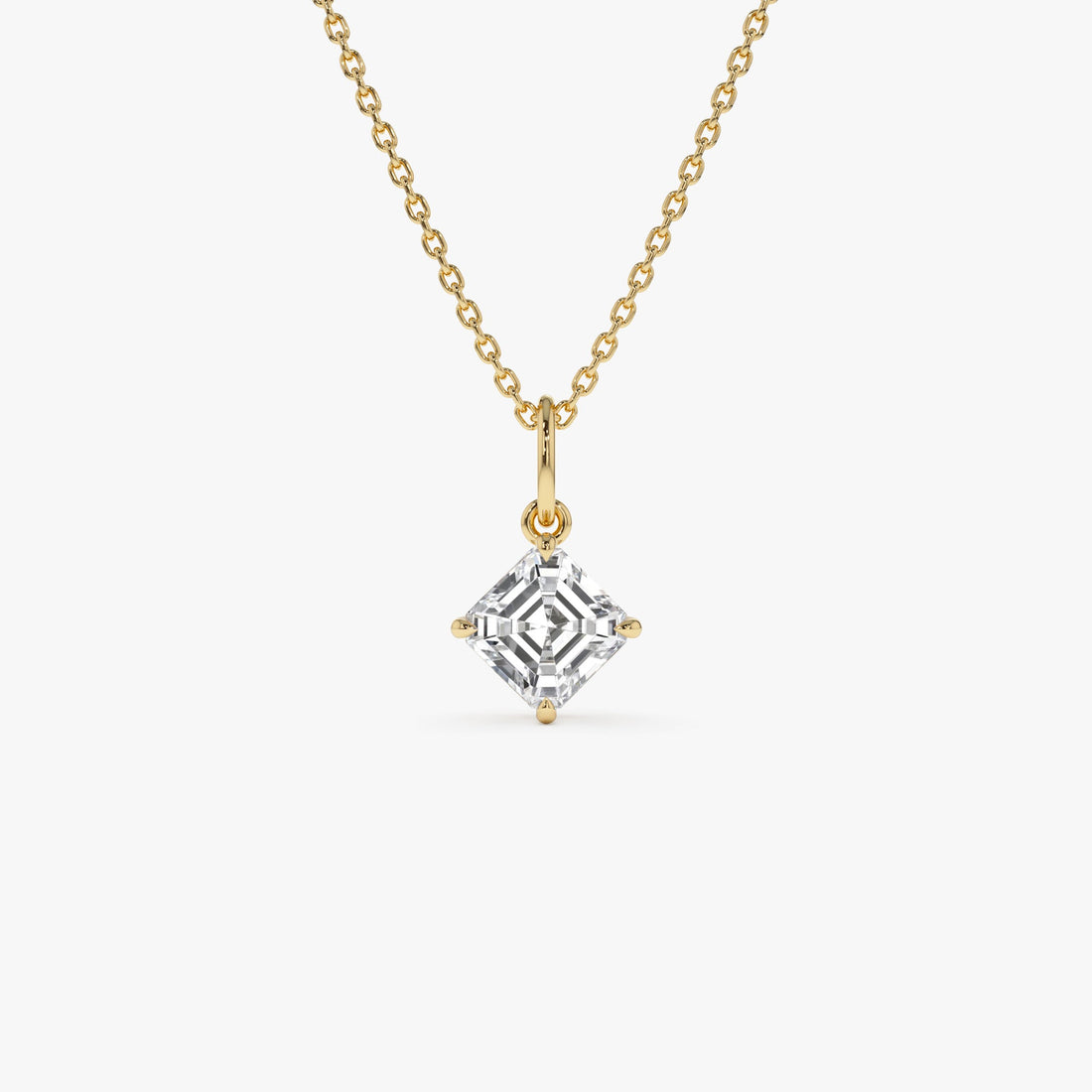 Asscher Cut Lab Grown Diamond Classic Solitaire Necklace