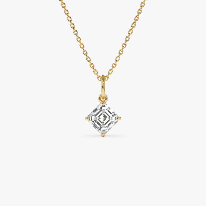 Asscher Cut Lab Grown Diamond Classic Solitaire Necklace
