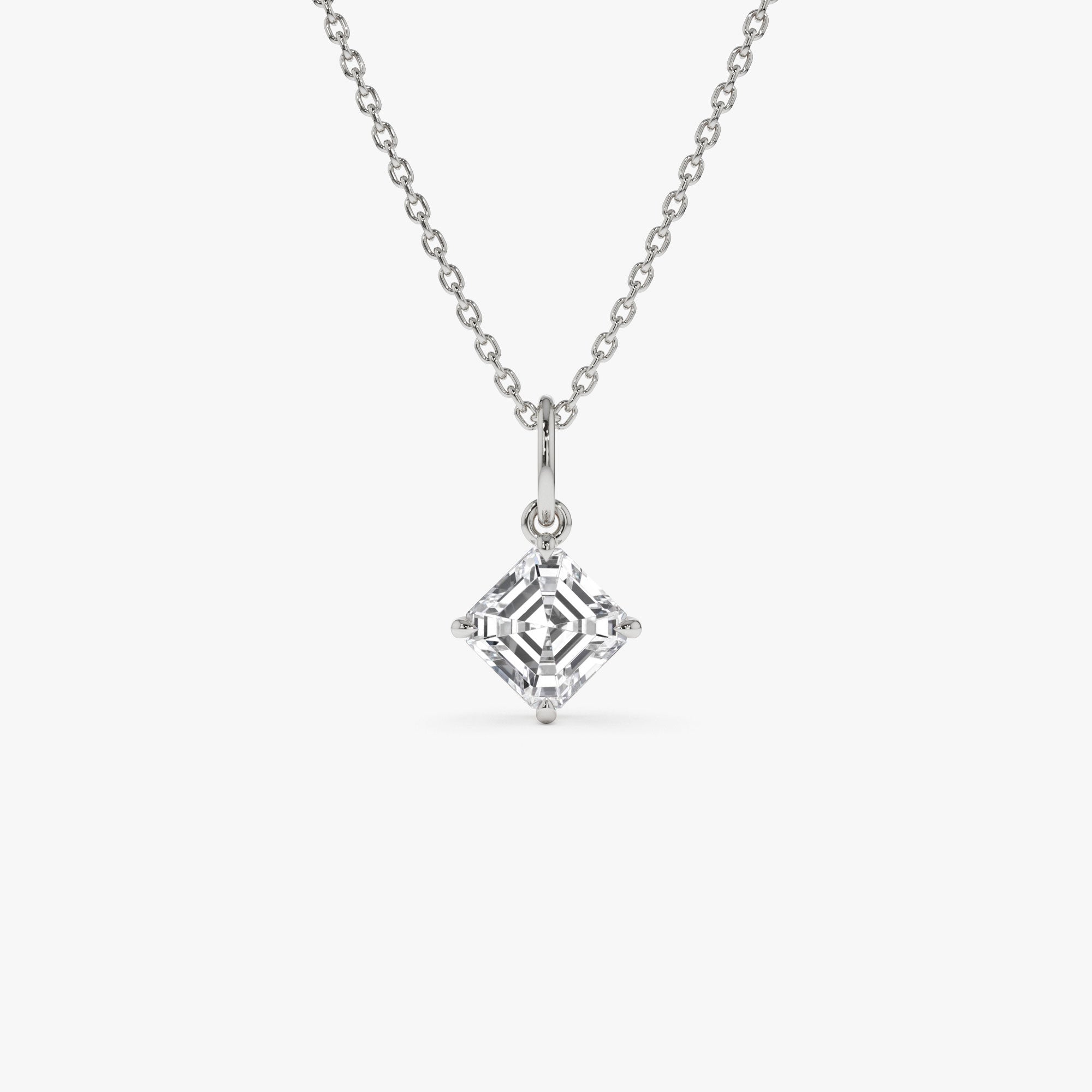 Asscher Cut Lab Grown Diamond Classic Solitaire Necklace
