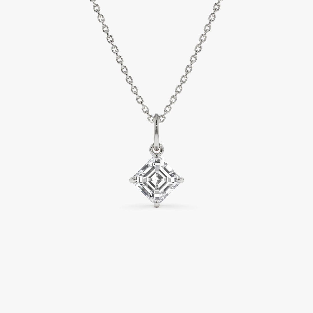 Asscher Cut Lab Grown Diamond Classic Solitaire Necklace