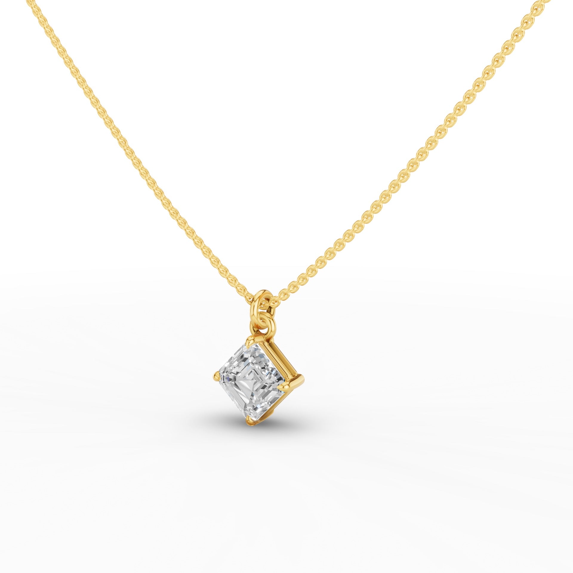 Asscher Cut Lab Grown Diamond Classic Solitaire Necklace