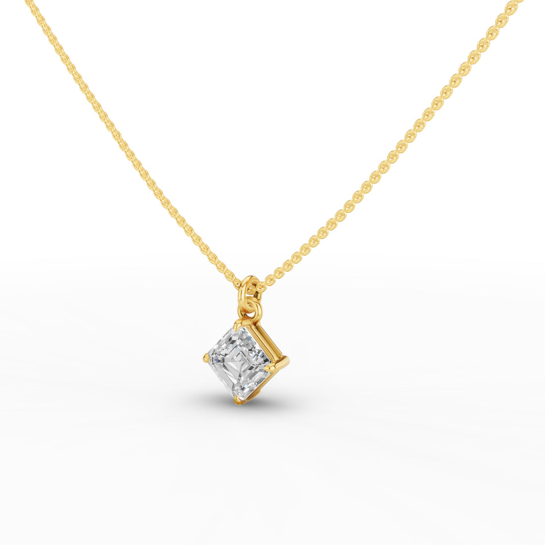 Asscher Cut Lab Grown Diamond Classic Solitaire Necklace