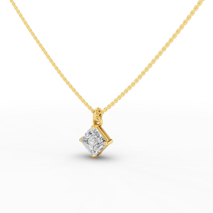 Asscher Cut Lab Grown Diamond Classic Solitaire Necklace