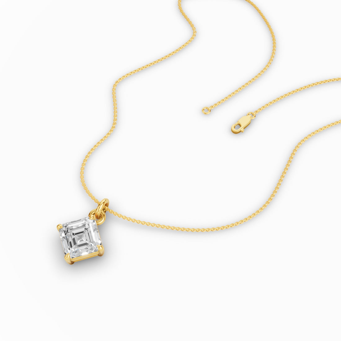 Asscher Cut Lab Grown Diamond Classic Solitaire Necklace