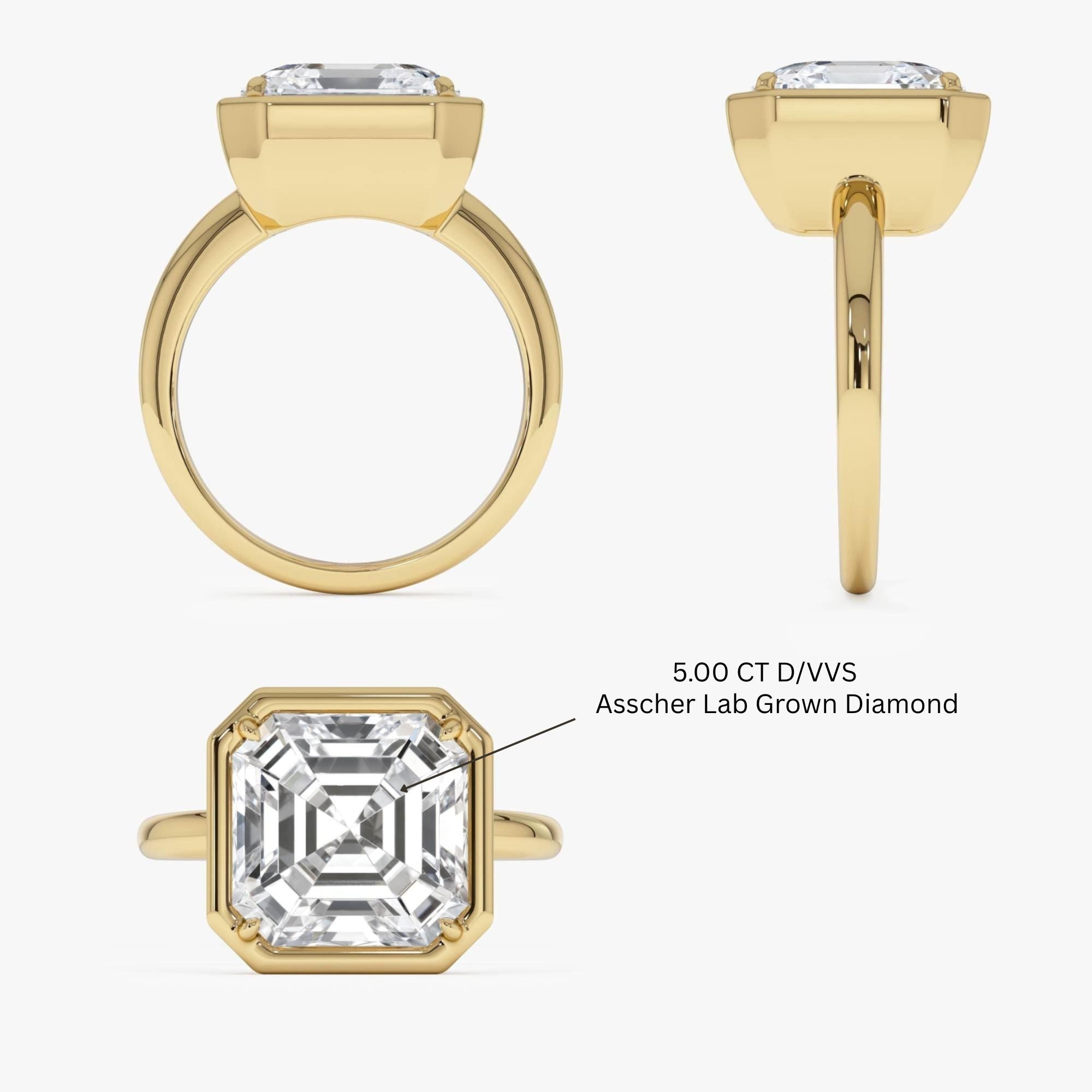 Asscher Cut Lab Grown Diamond Engagement Ring