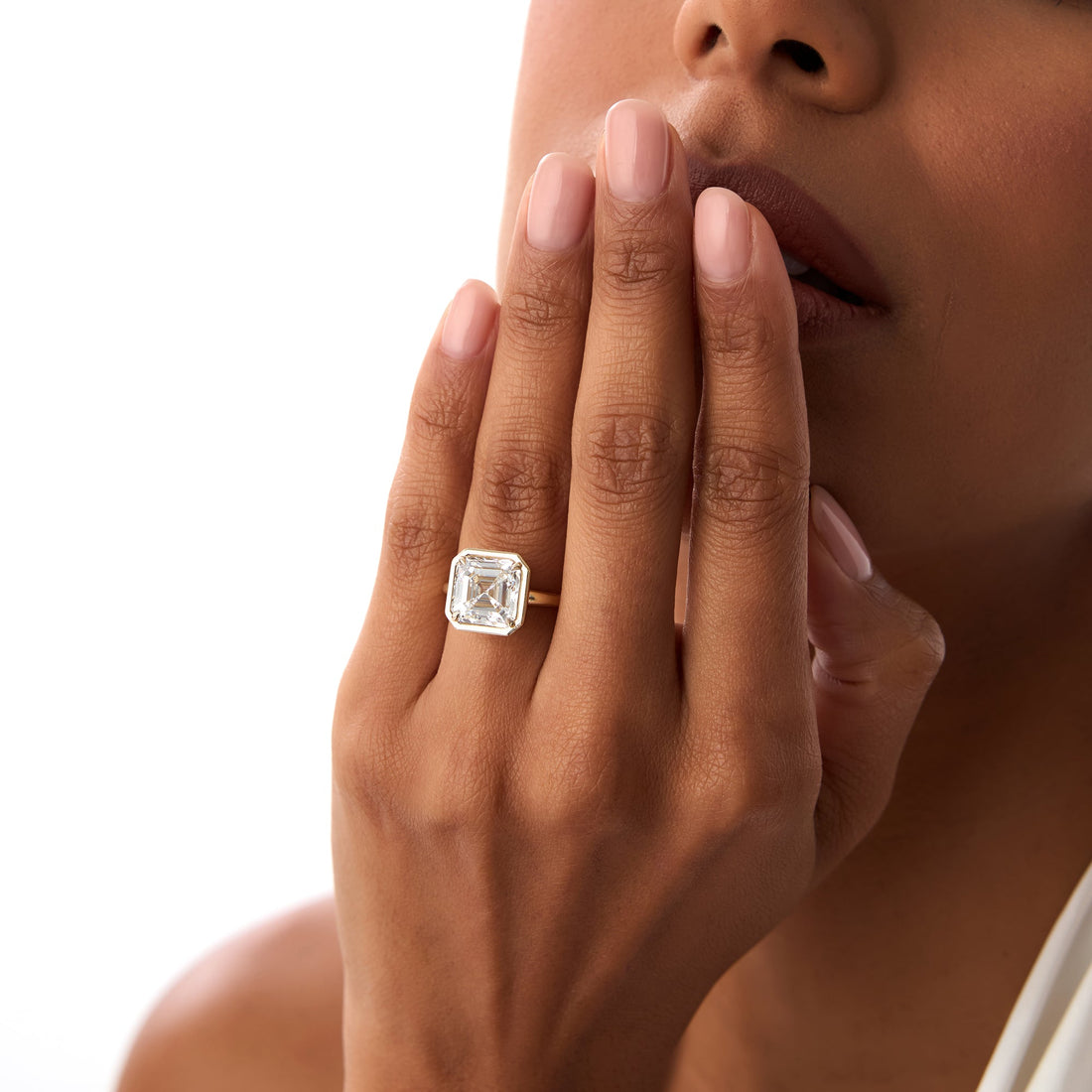 Asscher Cut Lab Grown Diamond Engagement Ring