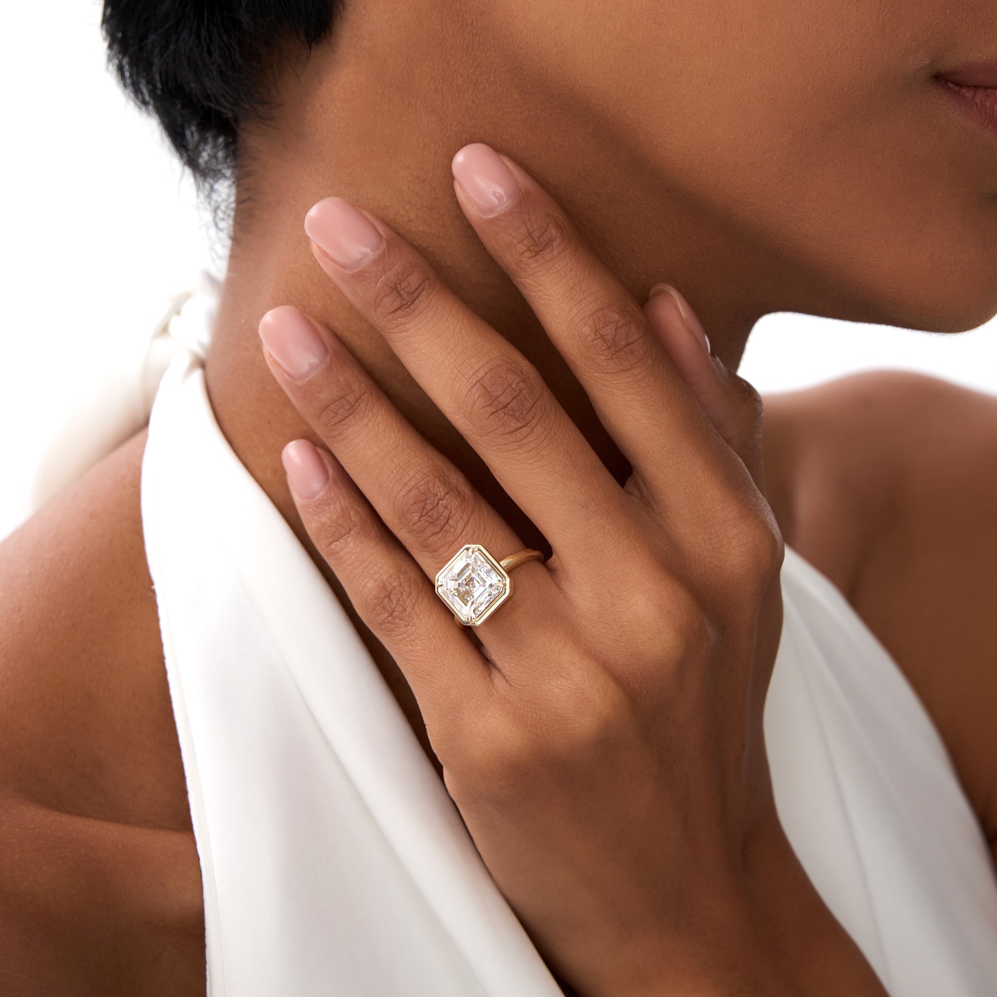 Asscher Cut Lab Grown Diamond Engagement Ring
