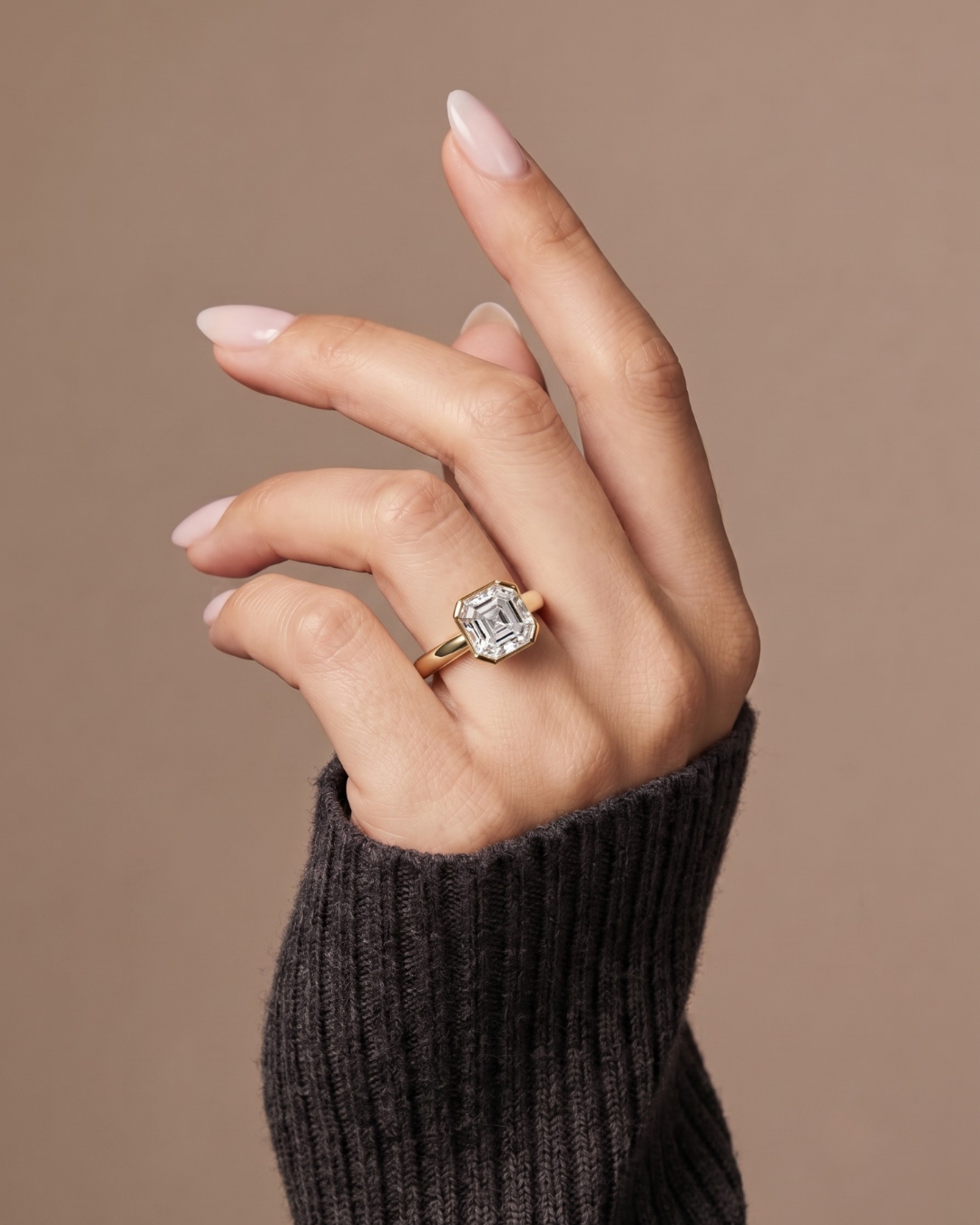 Asscher Cut Lab Grown Diamond Engagement Ring