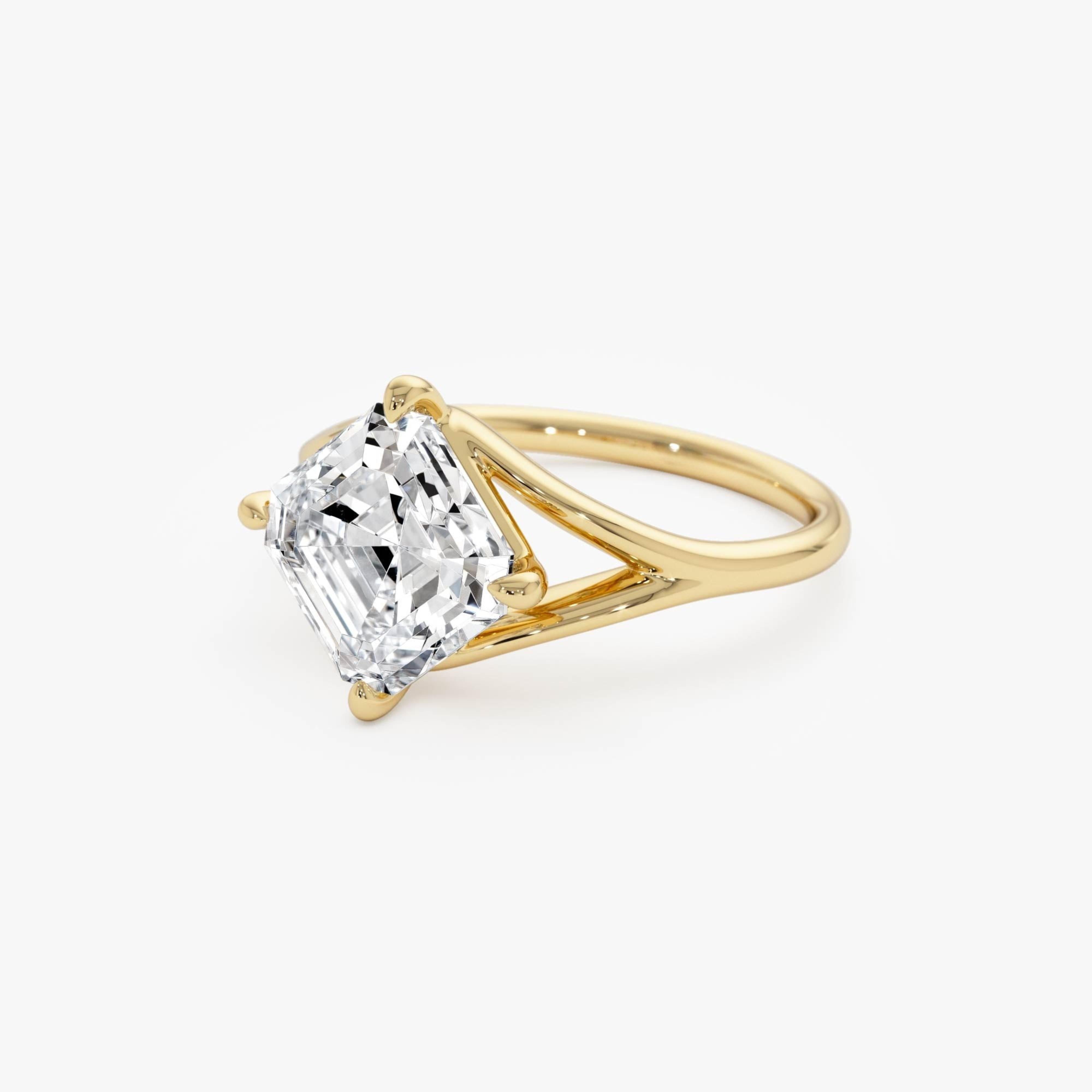 Asscher Cut Lab Grown Diamond Solitaire Engagement Ring